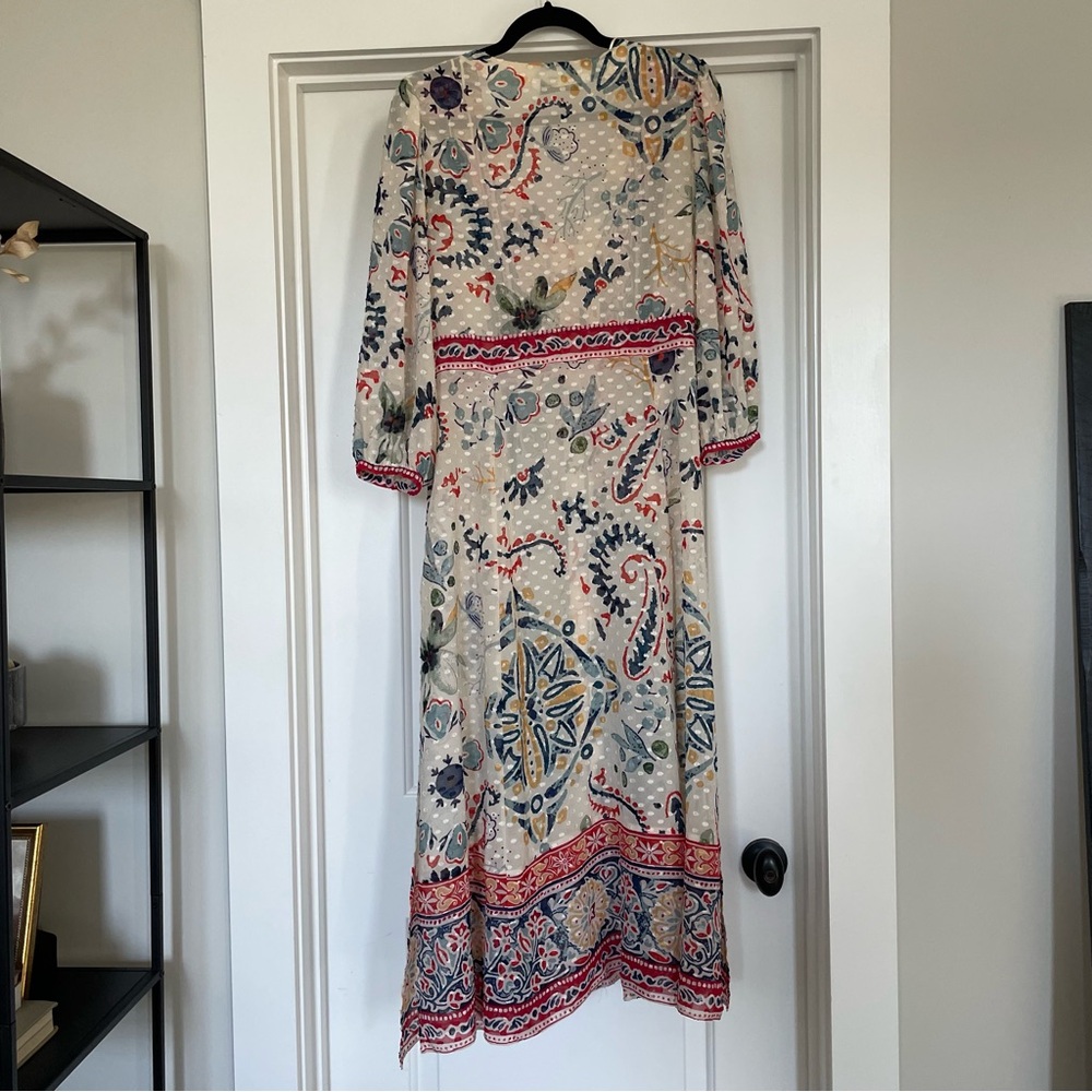 Zara Swiss Dot Duster Shirtdress in Floral Paisley Print - Size Small - Picture 4 of 13